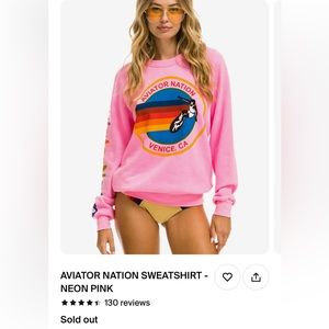 Brand new, neon pink aviator nation, crew, medium